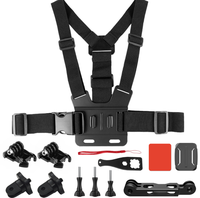 Kit de fixation universel 13-en-1 pour caméra d'action (GoPro, DJI, Insta360) : support de poitrine, support de casque, perche d'extension pour ski, snowboard, vlog, POV