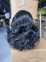 Perruque synthétique haut de gamme en fibre haute température avec bandeau, couleur naturelle 1B, pour brun roux auburn, ondulée Yaki dégradée, haute densité