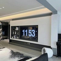 Meuble mural TV en bois de luxe sur mesure avec motif marbre, hauteur réglable, pour salon moderne, chambre à coucher, hôtel