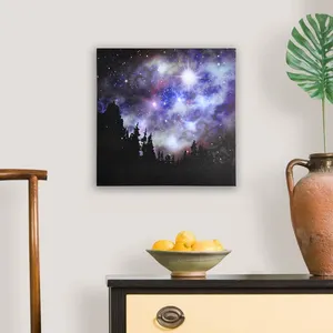 Starry Sky Wall Art Canvas Digital Printing Modern Landscape Custom Night Sky Scene LED Lighting Picture