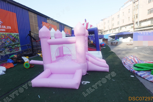 Lilytoys Château gonflable rose pour mariage et fête, château gonflable commercial pour enfants avec toboggan et piscine, structure gonflable - Product Image 4