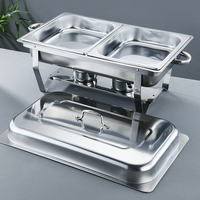 Ensemble de 4 Réchauds de Buffet 8 L en Acier Inoxydable, Chauffe-Plats Rectangulaires avec Pinces et Cuillères pour Hôtel