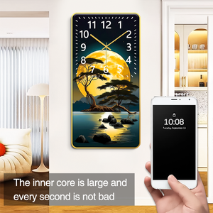 Arredamento <span class=keywords><strong>da</strong></span> <span class=keywords><strong>parete</strong></span> in cristallo di lusso <span class=keywords><strong>contemporaneo</strong></span> per la casa <span class=keywords><strong>orologio</strong></span> digitale sospeso silenzioso con Display ad ago in stile Art Deco - Product Image 6