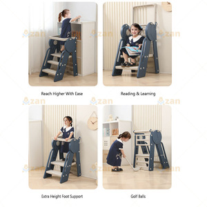 Tour d'apprentissage ergonomique pliable pour tout-petits, marchepied large antidérapant, aide de cuisine pour enfants, vente en gros, fournisseur OEM - Product Image 2