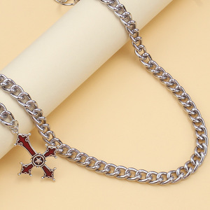 <b>Cross</b> Shape Waist <b>Chain</b> Zinc Alloy Hip Hop Halloween Fashion Body <b>Chain</b> Single Layer Trouser <b>Chain</b> With <b>Cross</b> Pendant - Product Image 3