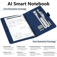 Agenda Inteligente con Banco de Energía de 8000 mAh, Cuaderno con IA, Cargador Inalámbrico, Soporte para Teléfono, Bloc de Notas Digital, Regalo Corporativo