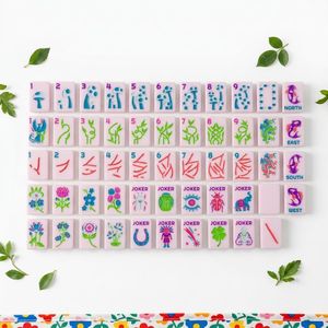 Jeu de Mahjong Américain de Luxe Neon Garden Portable 160 Tuiles avec Motifs Floraux et Faunaux Lumineux en Acrylique Brillant pour des Soirées de Jeu Vibrantes - Product Image 3
