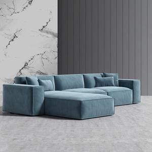 Atunus cắt Minimalism đậu hũ sofa Set thiết kế Cube khuôn ý Nubuck vải Chaise sofa bộ đồ nội thất phòng khách - Product Image 2