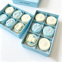 Boîte à tiroir blanche avec poignée pour emballage alimentaire jetable de macarons, cupcakes et gâteaux, biodégradable, qualité alimentaire