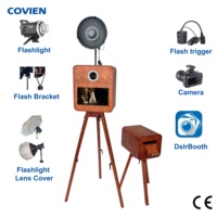 Machine photo de fête en bois compatible avec appareil photo reflex numérique, écran tactile, support d'appareil photo et support d'imprimante
