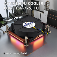 Refroidisseur liquide actif pour processeur Hang Da Hui 1156/1155/1151/1150/775, radiateur en cuivre 1U, ventilateur 120 mm à double roulement à billes, boîtier d'ordinateur