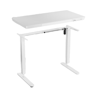 Bureau debout électrique moderne réglable en hauteur de 48 x 24 pouces avec plateau en verre, tiroir et ports de charge pour le bureau à domicile