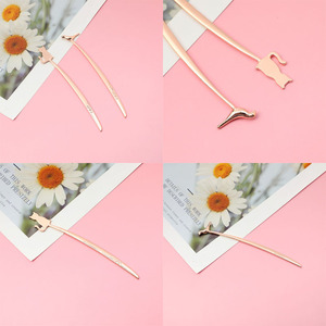 Marcapáginas de aleación con diseño de gato y pájaro para colorear, carpeta de páginas para libros, suministros escolares y de oficina - Product Image 6