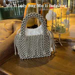 กระเป๋าคลัทช์อะคริลิกสีเงินสำหรับงานแต่งงานแบบทันสมัยกระเป๋าคลัทช์แวววาวประดับมุกไรน์สโตนดีไซน์เก๋ไก๋ - Product Image 6