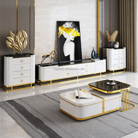 Table basse rétractable en ardoise de style luxueux et léger Meuble TV Tables centrales modernes Meuble TV Ensemble combiné