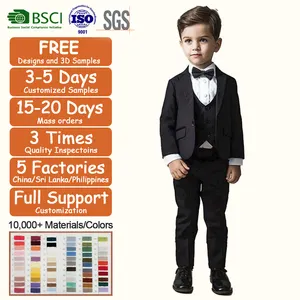Custom Clothing Direct Factory Price Trendy Designed Kid's Wear Tuxedo Set Baby Boy Three Piece Formal Set Outfits Supplier