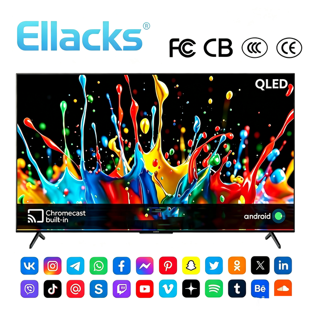 Factory Supply Smart LED QLED 4K UHD Android TV 98 Inch Black Customizable 12V Power Supply 3D Support