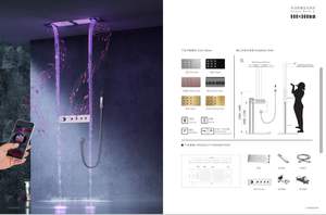 Ensemble de salle de bain contemporain, élégant et moderne avec douche à effet pluie en cascade LED, pulvérisation supérieure, acier inoxydable 304, alimentation par prise, installation facile - Product Image 3