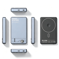 Batterie externe magnétique sans fil en promotion, 10000 mAh, charge rapide 20W, chargeur portable ultra-mince en alliage d'aluminium avec écran LED et support