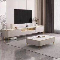 Meuble TV blanc minimaliste moderne Table basse en marbre de luxe pour salon Combinaison de meuble TV