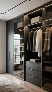 Armoire moderne autoportante de luxe personnalisable avec étagères réglables, solution de rangement pour appartement gain de place - Product Image 2