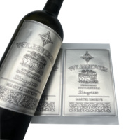 Autocollant d'étiquette de vin en étain auto-adhésif personnalisé vinyle métal pour bouteille commande minimum 500 pièces