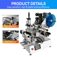 Máquina Etiquetadora Semiautomática para Botellas Redondas con Codificación en Caliente para Frascos de Miel, Botellas de Jugo, Botellas de Cosméticos y Lociones