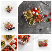 Boîte d'emballage transparente pour fruits frais à 4 compartiments Boîte d'emballage en plastique pour tomates coupées fruits à pâtisserie Cerise Boîtes pour fruits en PET