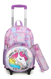 Ensemble de sac à dos à roulettes en cuir PU pour l'école, sac à dos à roulettes pour étudiants, sac à dos à roulettes de dessin animé, valise à roulettes, sac à bagages - Product Image 5