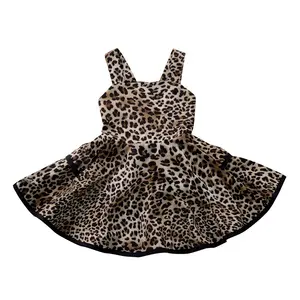 Модное Стильное летнее платье на бретельках с леопардовым принтом для девочек, платье с оборками для маленьких девочек