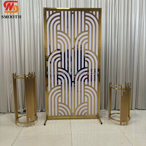 SMOOTH <b>Mirror</b> Gold Stainless Steel Carved Backdrop Luxury Wedding Entrance Decor Freestanding Geometric <b>Arch</b> - Product Image 2