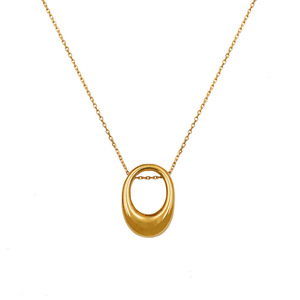 Stainless Steel Gold Circle Necklace Geometric Pendant Clavicle Chain Minimalist Luxury Style - Product Image 5