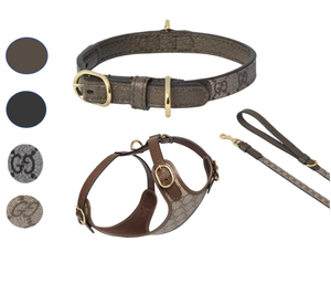 Hot Bán Sang Trọng In Vật Nuôi Cổ Áo Dây Xích Kéo Khóa Thương Hiệu Lớn Con Chó Cổ Áo Da Con Chó Dây Xích Khai Thác Phù Hợp Với - Product Image 1