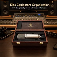 Boîte à microphone en bois massif de luxe avec logo personnalisé, fabriquée à la main, pour l'enregistrement en studio, étui de rangement pour microphone, emballage de matériel de marque