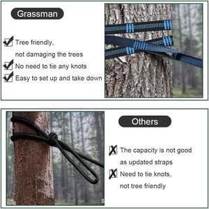 Hamac de camping extérieur Woqi en nylon léger et compact bleu jaune, capacité 226 kg, portable, usage simple ou double - Product Image 3