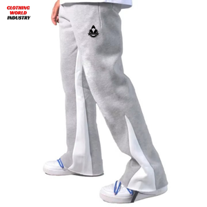 Hot sale Blank Heavyweight Oversized Custom Logo Wide Leg Baggy sky blue Flared Men's Casual Sweatpants Men's Pants - Product Image 4
