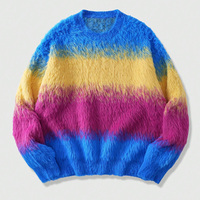 Pull personnalisable en maille à manches longues et col rond, en mohair duveteux, avec dégradé de couleurs, pour homme, collection hiver, modèle ODM