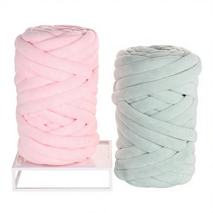 Cynthia Velvet Super <b>Chunky</b> Knit Roving Yarn Vegan Cotton Velvet Tube Thick Yarn for Hand Arm Knitting Blanket - Product Image 6