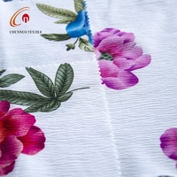 Tissu tissé 100% polyester, douceur 100D, tissu Maza avec effet froissé 130gsm, imprimé floral, pour robe