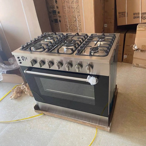 Estufa de gas de 90 cm con 5 quemadores, horno de acero inoxidable, independiente, para exportación - Product Image 1