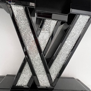 Tavolo Console Moderno di Lusso a Forma di V con Specchio Effetto Diamante Nero per <span class=keywords><strong>Soggiorno</strong></span> - Product Image 4