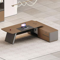 Bureau de direction en L en bois, design moderne et luxueux, écoresponsable, avec tiroirs de rangement, design autoportant, pour usage commercial