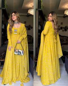 PRÉSENTANT NOUVEAU DESIGNER IMPRIMÉ ANARKALI ROBE fête porter mariage indien dames indien porter meilleur produit de qualité - Product Image 2