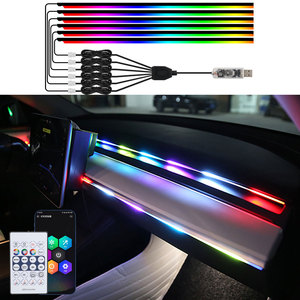 Nouvelle bande LED acrylique multicolore 140/110 cm 12V pour l'intérieur de la voiture, éclairage d'ambiance RGB Symphony avec télécommande via application - Product Image 3