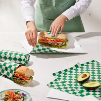 Papier ciré personnalisé pour l'emballage alimentaire, restauration rapide, hamburgers, sandwichs, barbecue, papier de protection anti-graisse et anti-huile pour assiettes