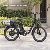 Vélo cargo électrique à usage quotidien, vélo familial à longue portée avec batterie amovible 36V pour les familles urbaines