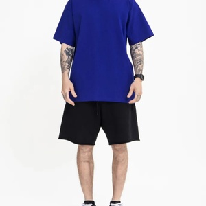 เสื้อยืดคอกลมโอเวอร์ไซส์สีพื้น รอยัลบลู คุณภาพสูง ผ้าคอตตอน 95% สแปนเด็กซ์ 5% สำหรับผู้ชาย ลดราคาพิเศษ - Product Image 4