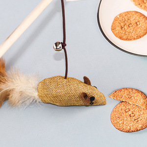 Bâtonnet en bois en forme de souris avec clochette, jouet interactif pour chat, anti-ennui - Product Image 5