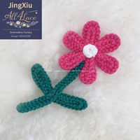 Patch Cœur au Crochet Fait Main, Applique Tricotée à la Main pour Chaussures et Décoration de Vêtements pour Enfants DIY