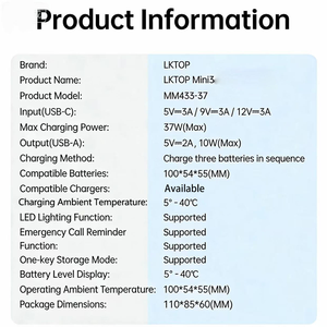 Hub de charge bidirectionnel LKTOP MM433-37 37W pour Mini 4 <span class=keywords><strong>Pro</strong></span> / Mini 3 / <span class=keywords><strong>Mini3</strong></span> <span class=keywords><strong>Pro</strong></span>, chargeur de batterie de drone, stockage - Product Image 6